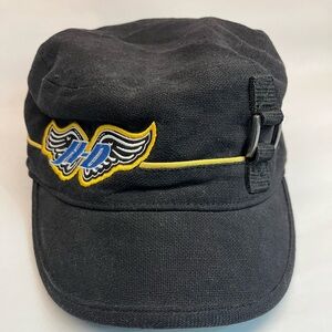 ✨Harley Davidson Womens Flat Top Hat Biker VTG Black Cap Motorcycle One Size 🏍️